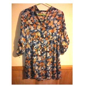 Sheer Quintessential Skirted Blouse Floral Print M